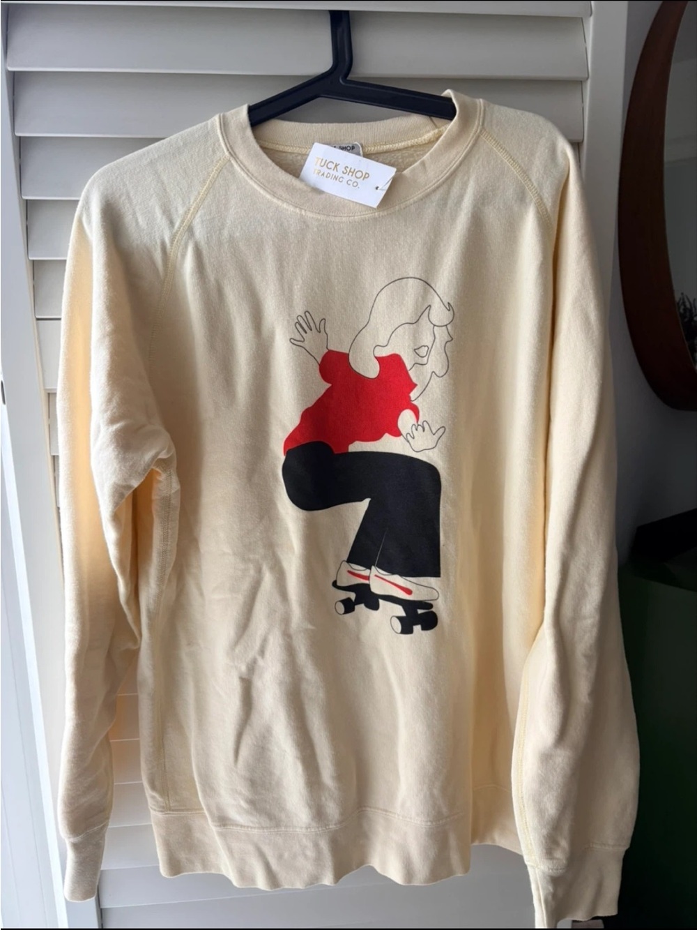 Tuck Shop Farrah Fawcett Iconic Skateboard Graphic Crewneck Sweatshirt